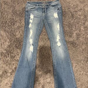 Premier Light Blue Distressed Flare Jeans